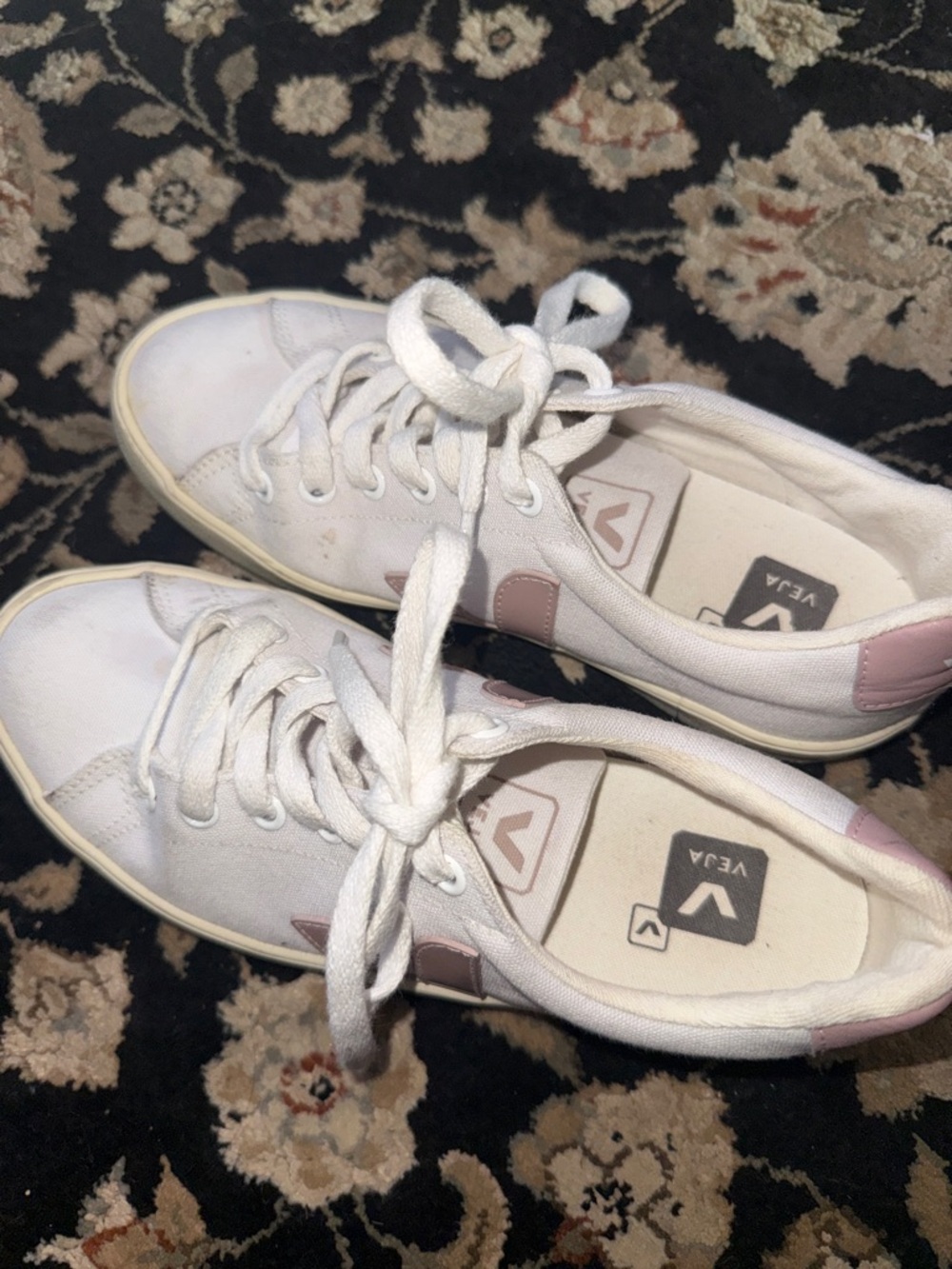 Veja Women’s White Sneakers with Pink Accents